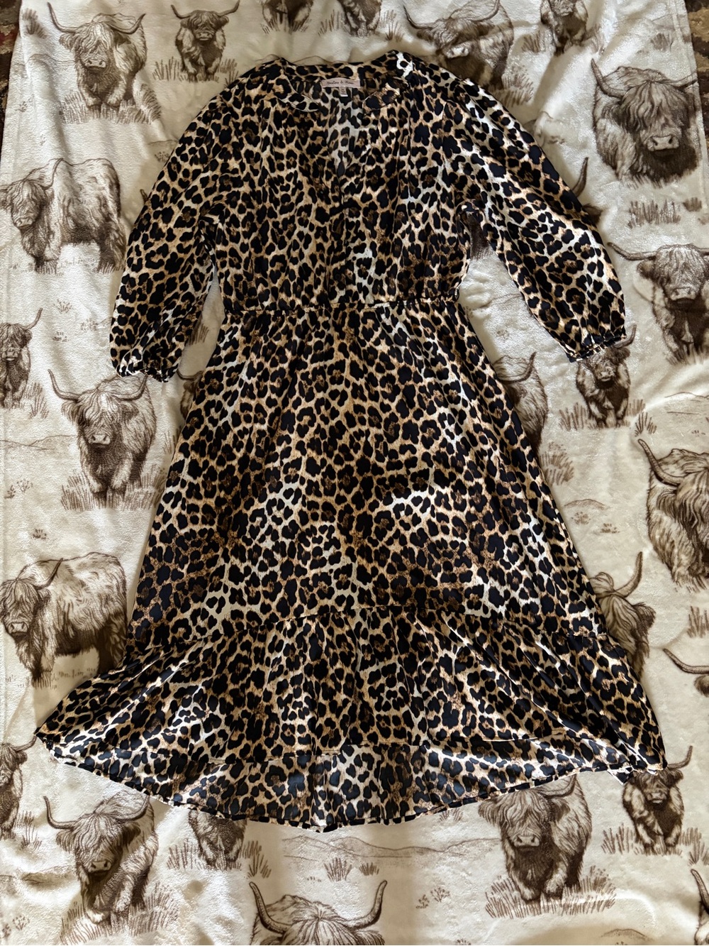 Leopard Print Midi Dress - Brown/Black